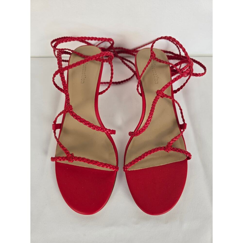Reformation Porto Red Tie Ankle Strappy Sandal Kitten Heel 7.5 - Picture 2 of 8